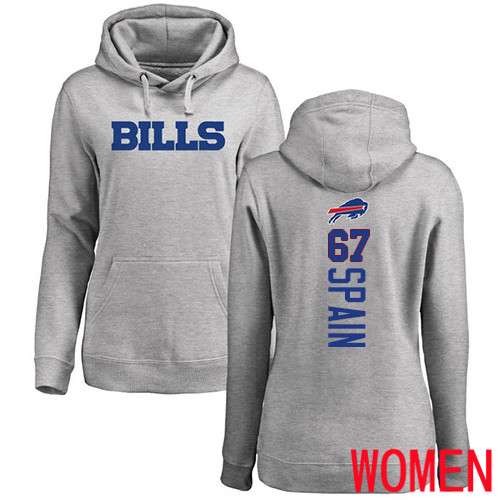 NFL Women Buffalo Bills #67 Quinton Spain Ash Backer Pullover Hoodie Sweatshirt->buffalo bills->NFL Jersey